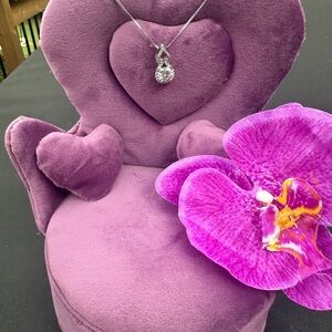 Elegant Necklace .925 Pure Silver 3 carat Moissanite Droplet Shaped Pendant NWOT